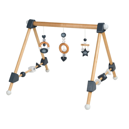 Wooden baby play gym - attachment set Rock Star Baby 3 - activity center for 3 months and up - Montessori toy - natural wood / anthracite, 1 piece (1 pack)