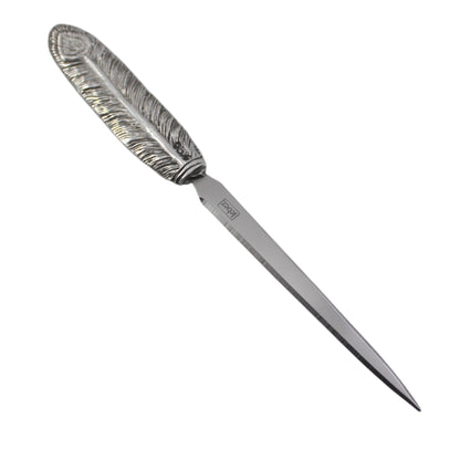 Cavagnini, elegant letter opener made of stainless steel and pewter, including gift box (Quill)