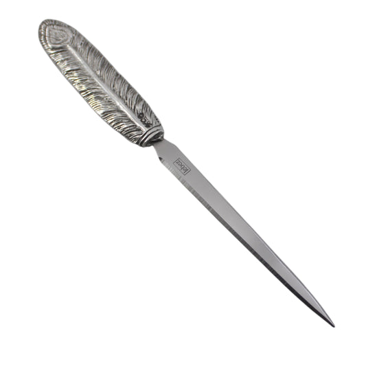 Cavagnini, elegant letter opener made of stainless steel and pewter, including gift box (Quill)