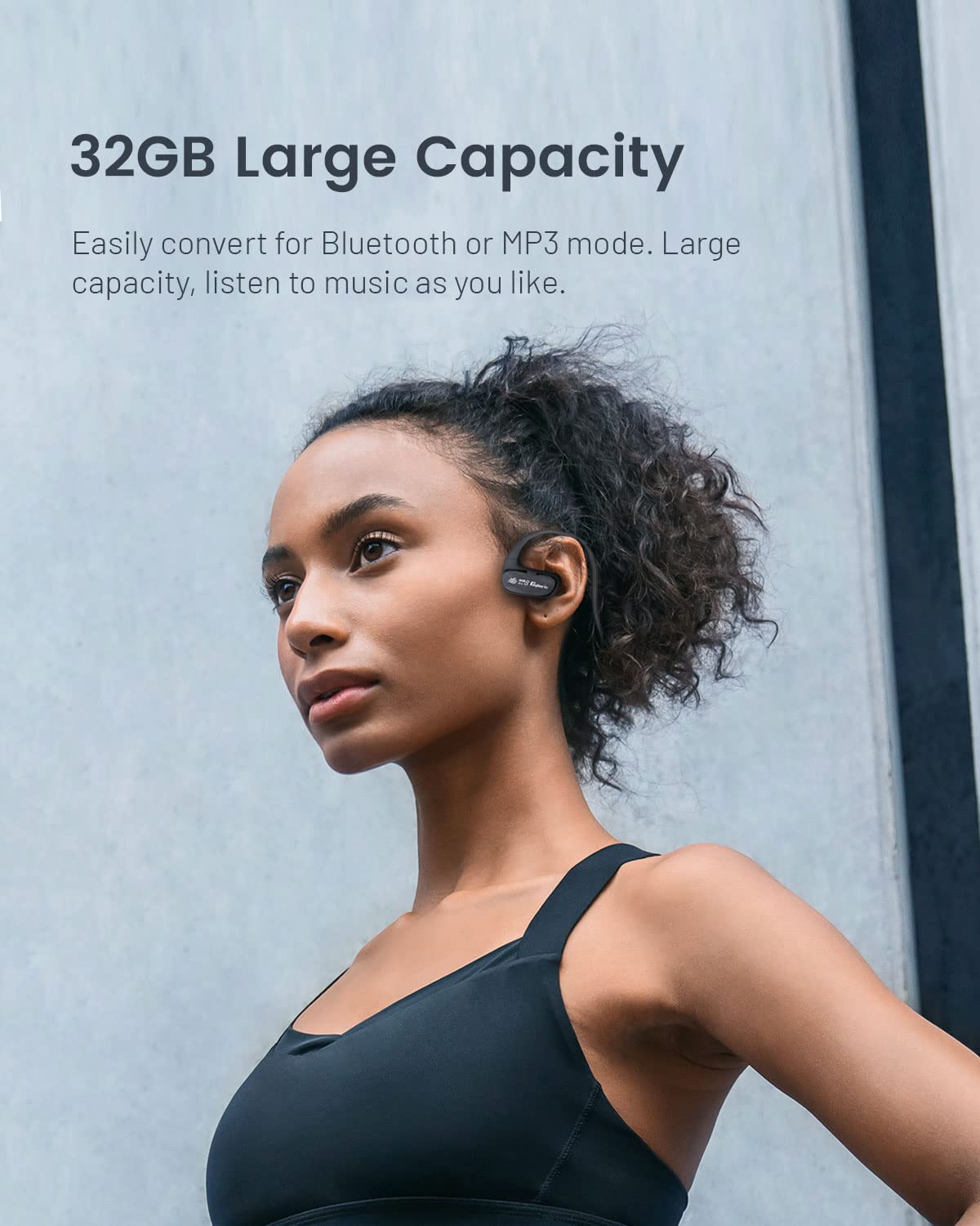 CYBORIS swimming headphones, IPX8 waterproof Bluetooth headphones, wireless in-ear sports headphones with 32GB MP3 player storage, built-in bone conduction speaker, EQ switching function.