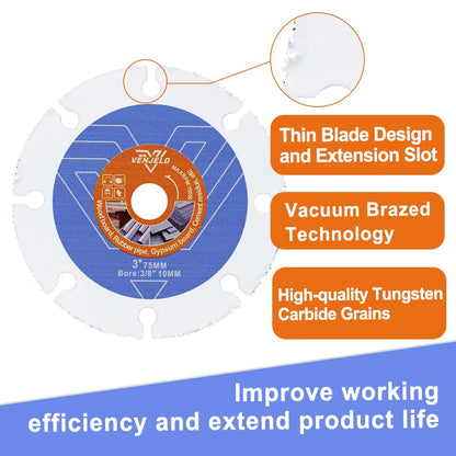 75mm saw blade set - 4 pieces. Diamond cutting disc/wood cutting disc/HSS circular saw blade/metal cutting disc with 10mm bore for concrete, masonry, wood, plastic, metal cutting. VENJELD