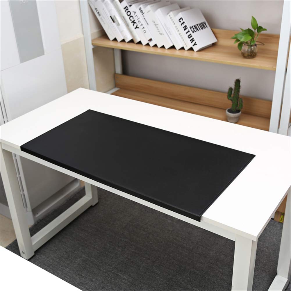 SK Studio Desk Pad with Edge Protection Waterproof PU Leather, Non-Slip with Edge Locking Mouse Pad for Computer Keyboard, PC, and Laptop Black 90x48cm