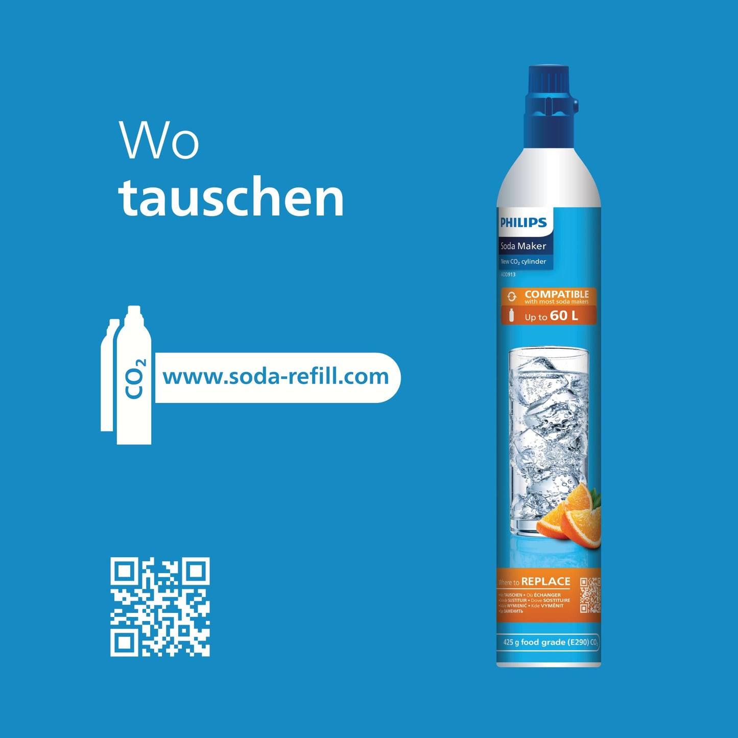 Philips Water ADD4902BK/10 GoZero water carbonator, plastic, 1 liter, black