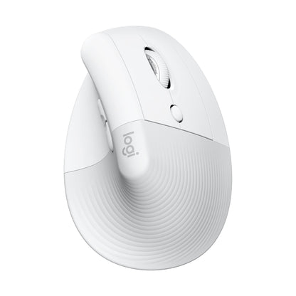 Logitech Lift Vertical Ergonomic Mouse, Wireless, Bluetooth or Logi Bolt USB Receiver, Quiet Clicks, 4 Buttons, Compatible with Windows/macOS/iPadOS, Laptop, PC - White