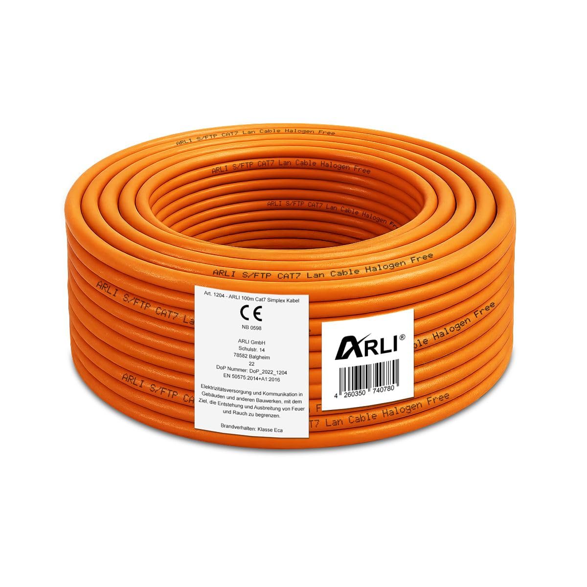 ARLI CAT 7 Ethernet Cable 100m Network Cable CAT.7 LAN Halogen-Free Installation Cable SFTP S/FTP CAT7 PIMF Cable Network Cabling Data Cable AWG23/1 Shielded Gigabit Copper Ethernet Class F 100m