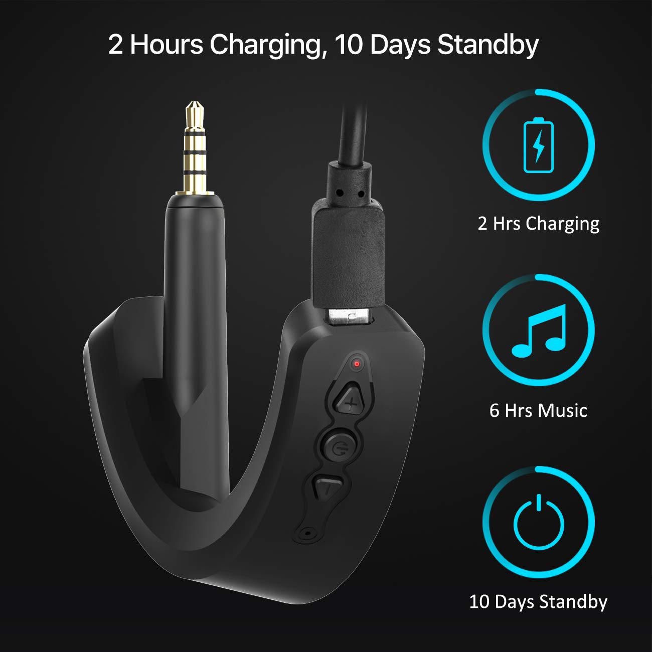 YOCOWOCO Wireless Bluetooth 5.0 Adapter for Bose QuietComfort QC15 Headphones, aptX/MIC/Volume Control, Black