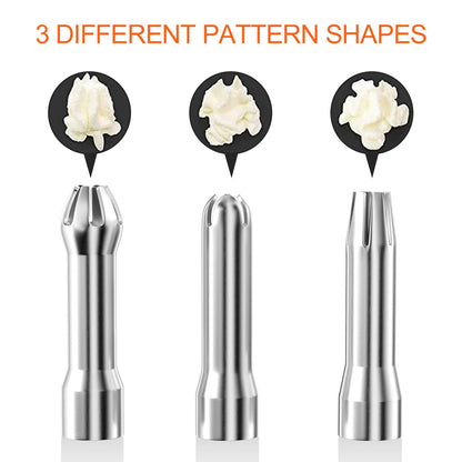 Newaner 500ml cream dispenser, cream syphon aluminum with 3 stainless steel decorative nozzles and 1 cleaning brush, leak-proof cream siphon for preparing whipped cream, cream, mousse, and desserts.