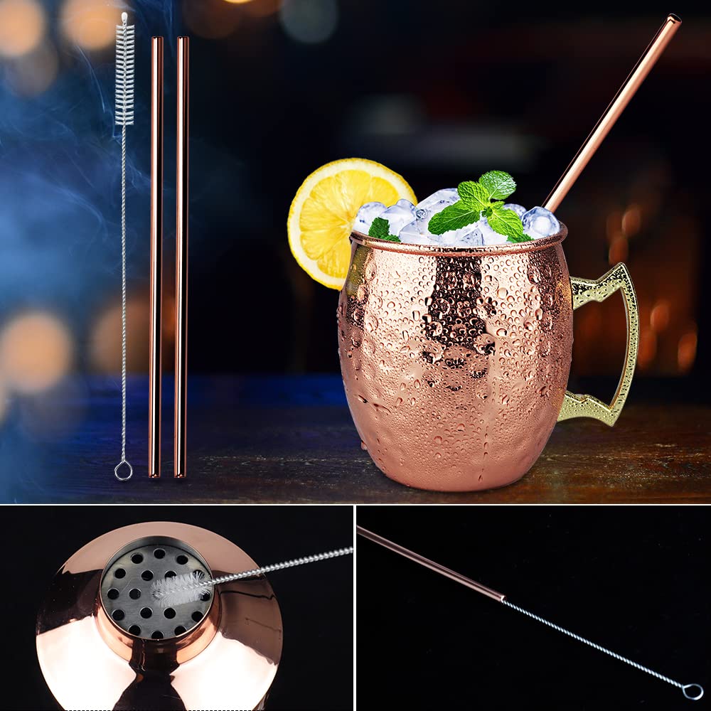 Recent Cocktail Shaker Set with 750ML Shaker, Moscow Mule Cup Set with 2 Copper Cups 500ML, Measuring Cup and Bar Spoon, Premium Copper-Stainless Steel Bar Accessories for Men and Women.