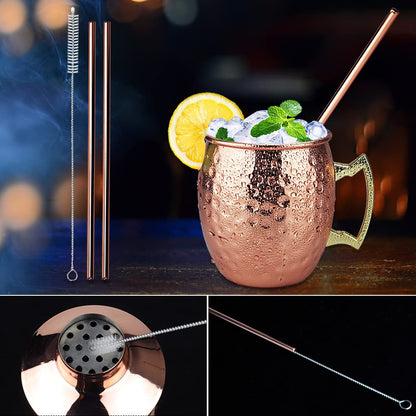 Recent Cocktail Shaker Set with 750ML Shaker, Moscow Mule Cup Set with 2 Copper Cups 500ML, Measuring Cup and Bar Spoon, Premium Copper-Stainless Steel Bar Accessories for Men and Women.