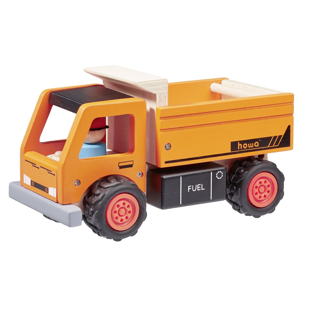 howa construction site with excavator, dump truck, and 12-piece wooden accessories for $15900.