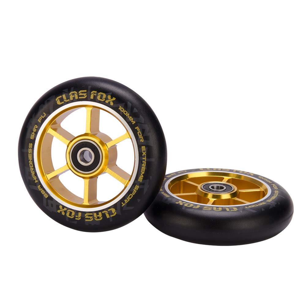 CLAS FOX Pro Stunt Scooter Wheels 100mm A Pair with ABEC-9 Bearings CNC Metal Core