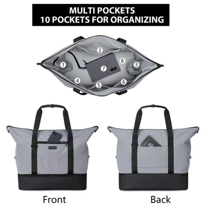 Dizdvizd travel bag for men and women, sports bags with shoe compartment and wet compartment, waterproof weekender training bag swim bag gym bag, portable carry-on duffel bag.