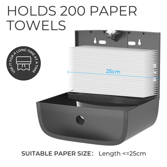 PLUSSEN paper towel dispenser, bathroom towel dispenser, wall-mounted, Z-fold napkins and divided towel dispenser, holds up to 200 sheets (6015SL).