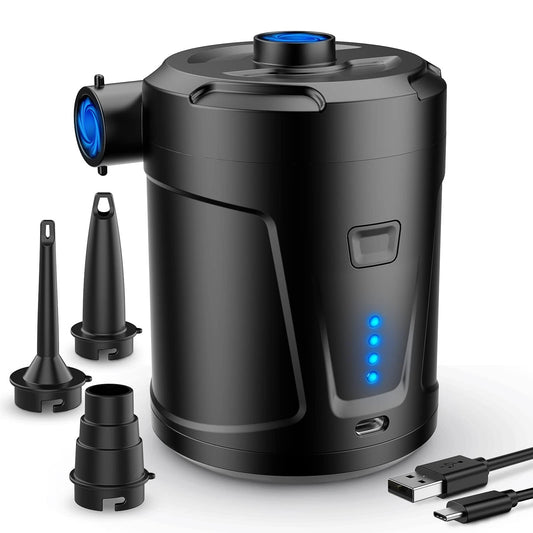 SUPPOU SUPPOU Electric Air Pump, 5200mAh, portable air pump with fast inflation/deflation, rechargeable electric pump with 3 nozzles for kids paddling pool, swimming pool, air mattress.