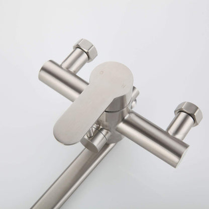 HomeLava Bathtub Faucet Wall Mounted Bath Shower Set Tub Mixer with Hand Shower Tub Faucet Bathroom Faucets Shower Mixer Brushed Stainless Steel for Shower Bathtub