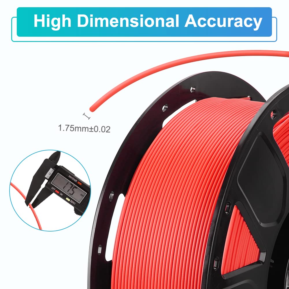Official PLA filament 1.75mm, 3D printer filament, filament 3D printing materials, Tolerance: ±0.03mm, 1kg (2.2LBS)/Spool, Red
