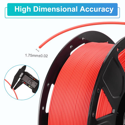 Official PLA filament 1.75mm, 3D printer filament, filament 3D printing materials, Tolerance: ±0.03mm, 1kg (2.2LBS)/Spool, Red