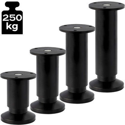 Stahlia furniture legs adjustable (set of 4) 30cm height BLACK MATTE Ø 38mm Aluminum cabinet legs can support up to 250kg sofa feet metal legs shelf feet.