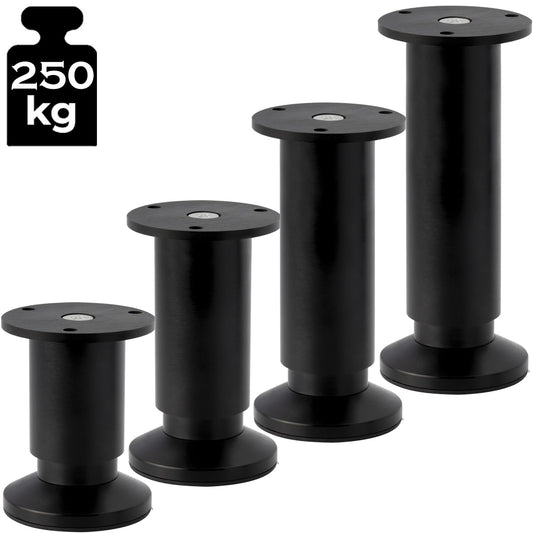 Stahlia furniture legs adjustable (set of 4) 30cm height BLACK MATTE Ø 38mm Aluminum cabinet legs can support up to 250kg sofa feet metal legs shelf feet.