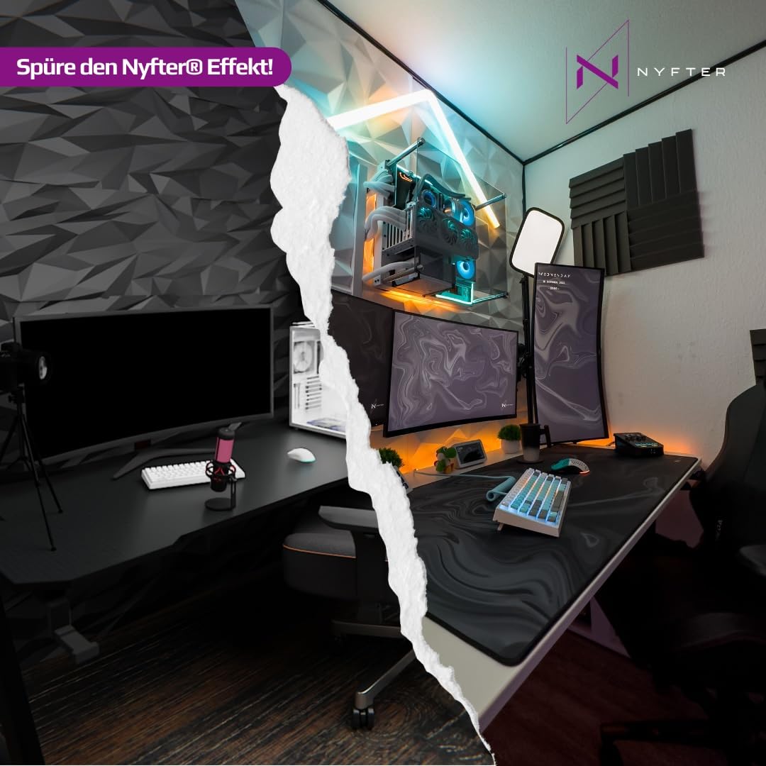 Nyfter - XXL Gaming Mousepad Sakura White 900 x 500mm Premium Fuji Mousepad Size Large stitched edges durable with high-end glide and anti-slip