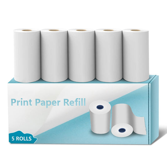 5 rolls of printing paper for kids camera, instant print thermal paper, refill paper for kids camera (length: 23.95 feet & width: 2.28 inches)...