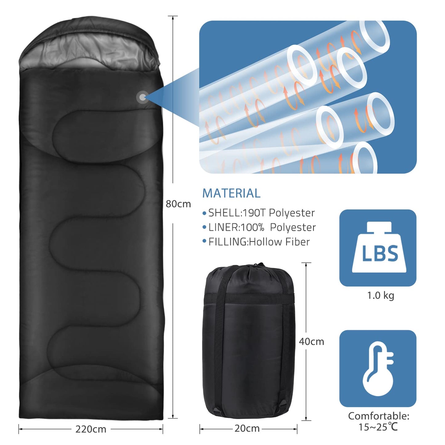 Outdoor camping sleeping bag for 3 seasons, adults sleeping bag, 2 in 1 function blanket sleeping bags, warm, lightweight, waterproof for backpacking, hiking, and traveling.