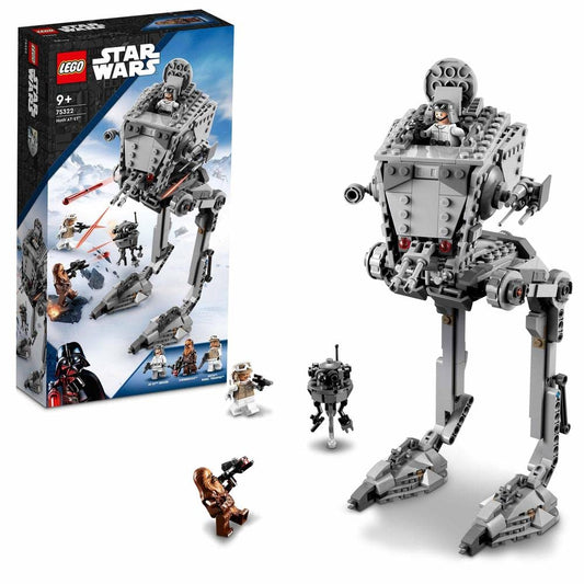 LEGO 75322 Star Wars AT-ST on Hoth with figures of Chewbacca and Droid, collectible toy from The Empire Strikes Back.