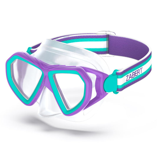 ZABERT M7 Kids Diving Mask, Girls Swim Goggles for 6-14 Years, Child Snorkel Mask Diving Mask Kid Diving Mask Swimming Mask Teal Purple
