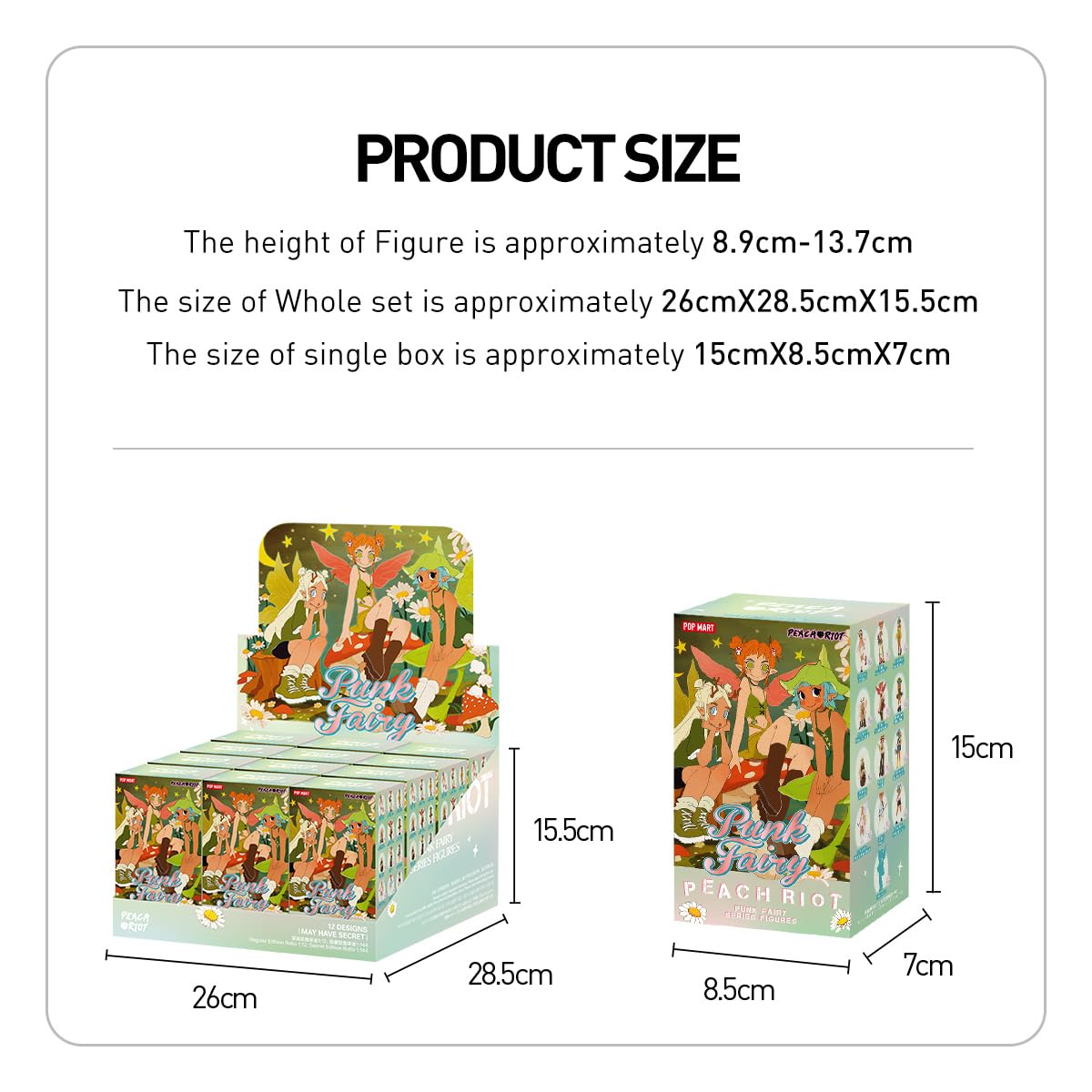 POP MART Peach Riot Punk Fairy Series 3PC Action Figures Collectible Art Toy Collectibles Collection Toy Figures Gift
