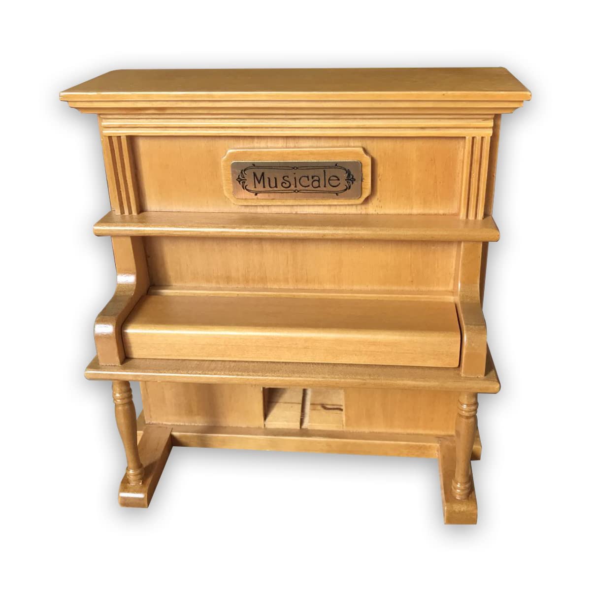 BinkeGG Brown Music Box Wooden Upright Piano Wind-Up Musical Toy with Sankyo Music Mechanism (Option 60 Melodies) (Rock a Bye Baby)