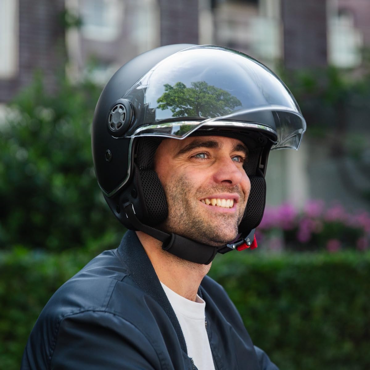 VINZ Pavia Jet Helmet with Dual Visor | Scooter Helmet Fashion Helmet | Available in sizes XS-XXL | Motorcycle Helmet with Sun Visor | ECE 22.06 Certified - Matte Black