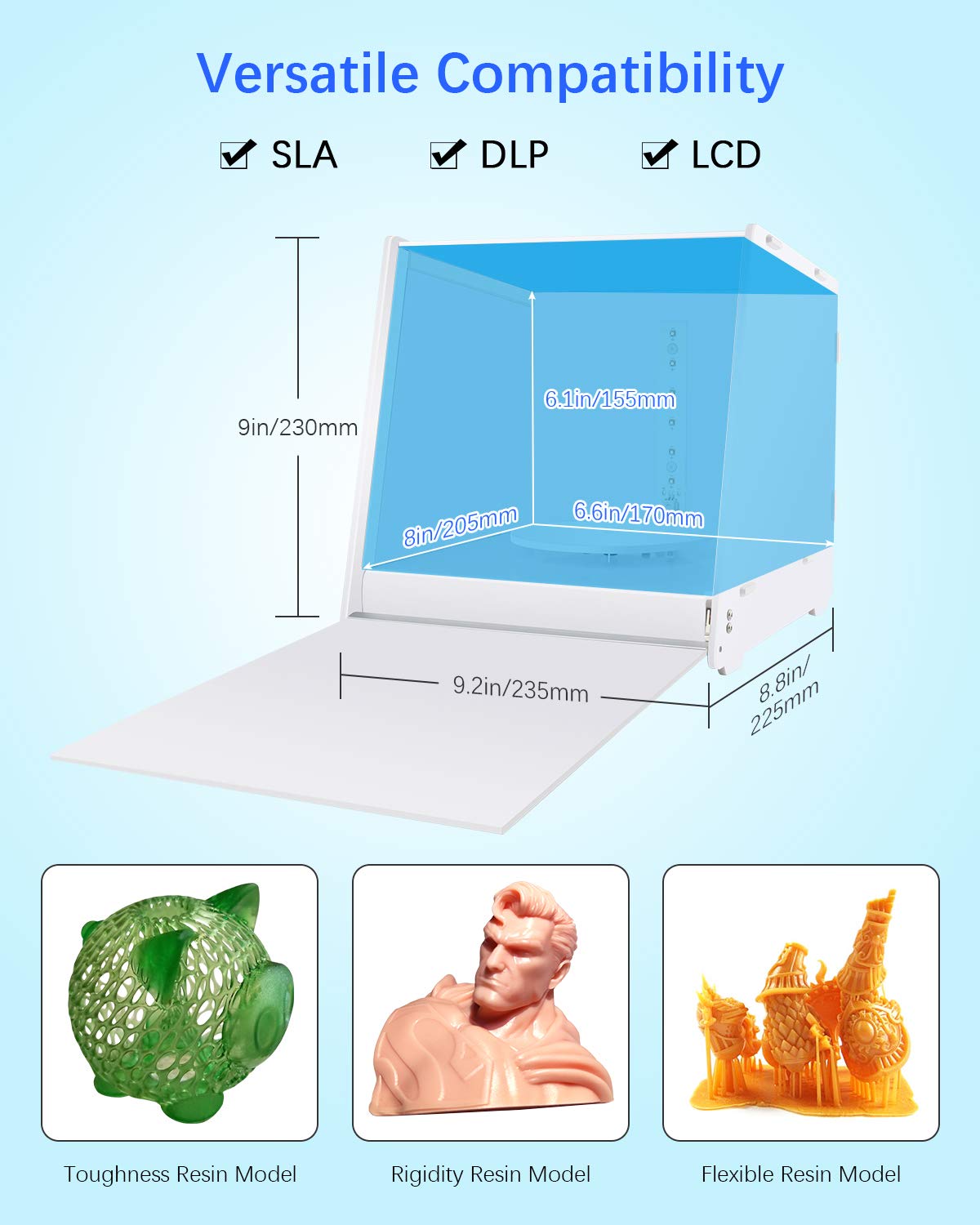 SUNLU Resin UV Curing Box, Rotating 405nm UV Light Curing Machine for 3D Resin Printer Printing Models Curing, Large Size, Curing Time Adjustable