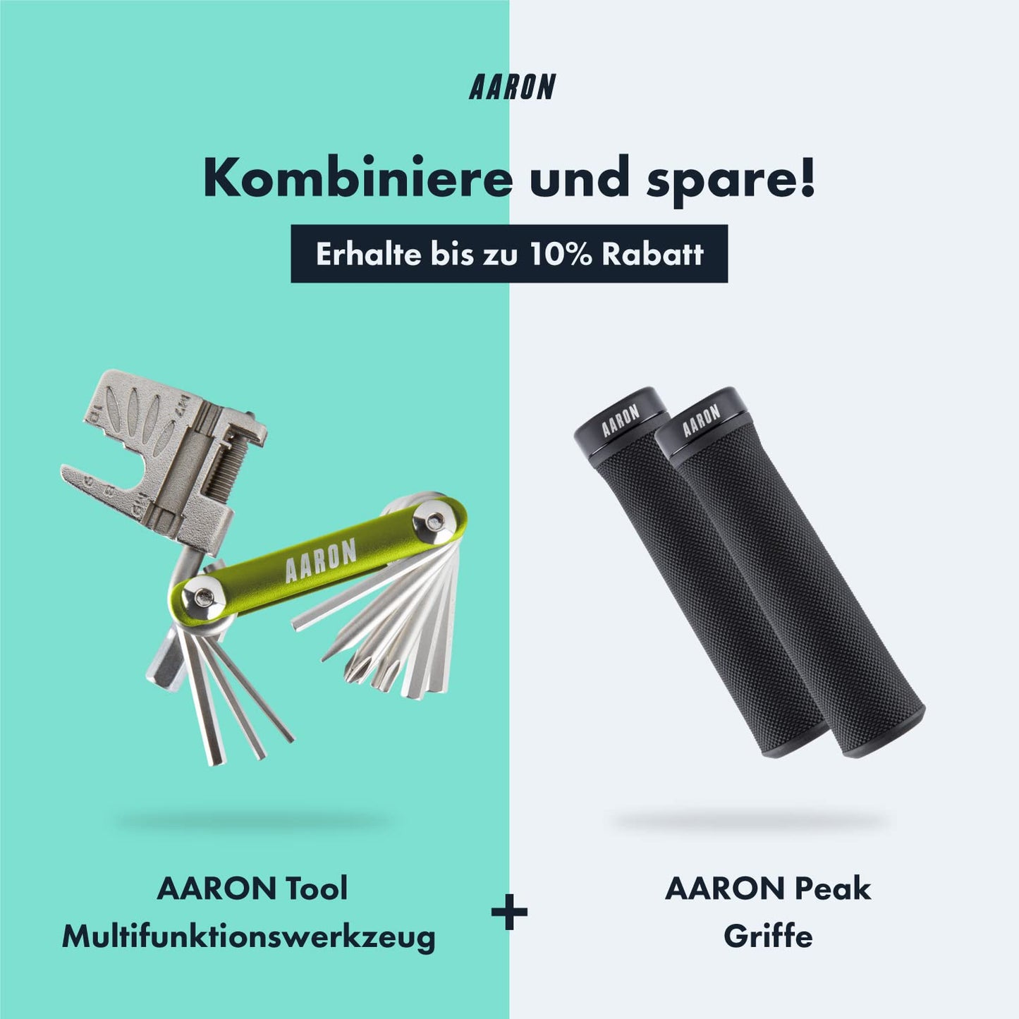 AARON Tool 20 in 1 Multitool - Bike multi-tool made of stainless steel/aluminum - foldable mini bike tool with many functions - practical green bike tool.