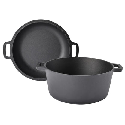 TAINO Cast Iron Pot with Skillet Lid 6l Dutch Oven All-purpose cast iron cooking pot for stove oven campfire grill