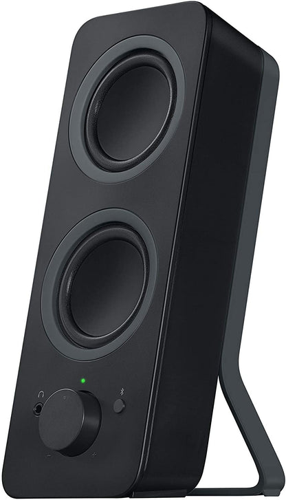 Logitech Z207 Wireless PC Speakers, Bluetooth, Stereo Sound, 10 Watts Peak Power, 3.5 mm Input, Headphone Jack, Easy-Switch Feature, EU Plug, PC/TV/Tablet/Phone - Black