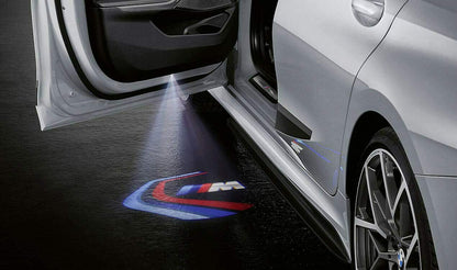 Original BMW door projectors slides for all BMW models, featuring the M logo.