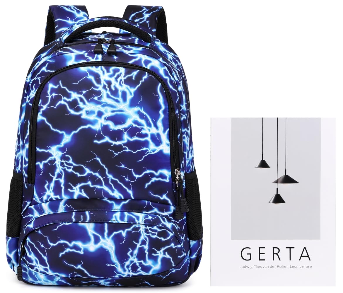 Boy's school bag, teenage school backpack, youth backpack, school daypack for kids. Large waterproof school bag in blue color.