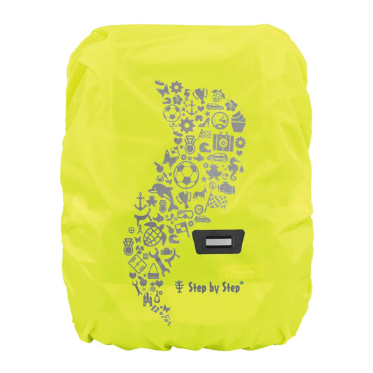 Step by Step rain/safety cover, reflective, yellow, fits all school bags and backpacks, protects from rain and dirt.
