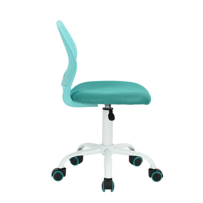 FurnitureR Desk Chair, Study Swivel Chair without Armrests, Adjustable Office Chair, Work Chair for Home Office, Bedroom, Study Room, Turquoise.
