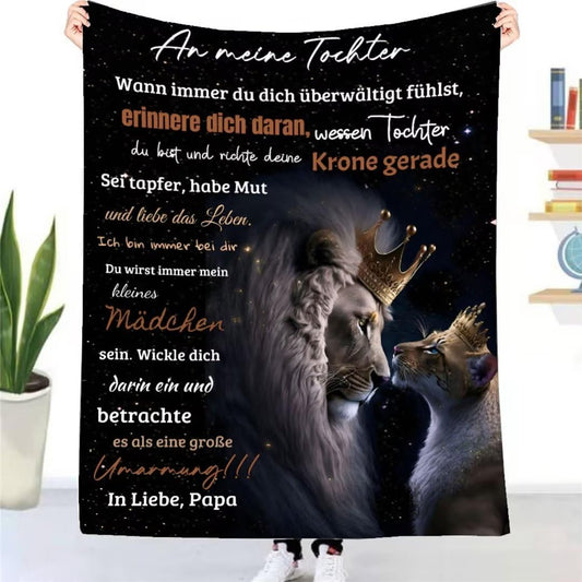 Cuddle Blanket: Soft father-daughter blanket, personalized gift from dad. Super soft fleece blanket, perfect for birthday and Christmas gifts. Ideal for living room, bed, or sofa.