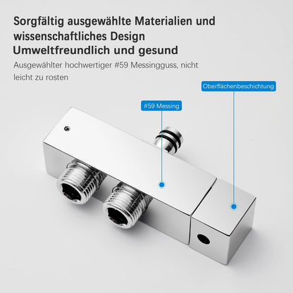 KOMIRO shower system without faucet, rain shower without faucet, shower set with 30x30cm shower head, hand shower with 3 spray modes, stainless steel height-adjustable shower bar, square.