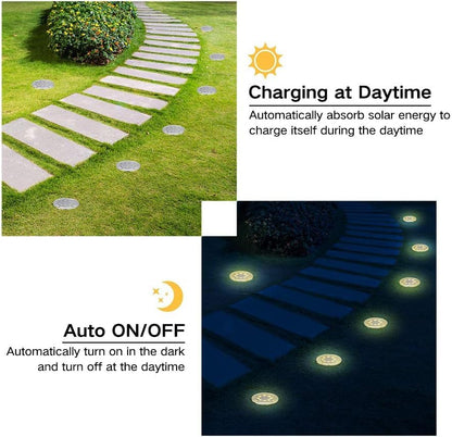 Joomer 12 Pack Solar Ground Lights Outdoor, Solar Lights for Garden Outdoor with 8 LEDs, 3000K Warm White Waterproof Led Solar Garden Lights, Solar Lights for Outdoor Lawn Driveway Pathway Patio