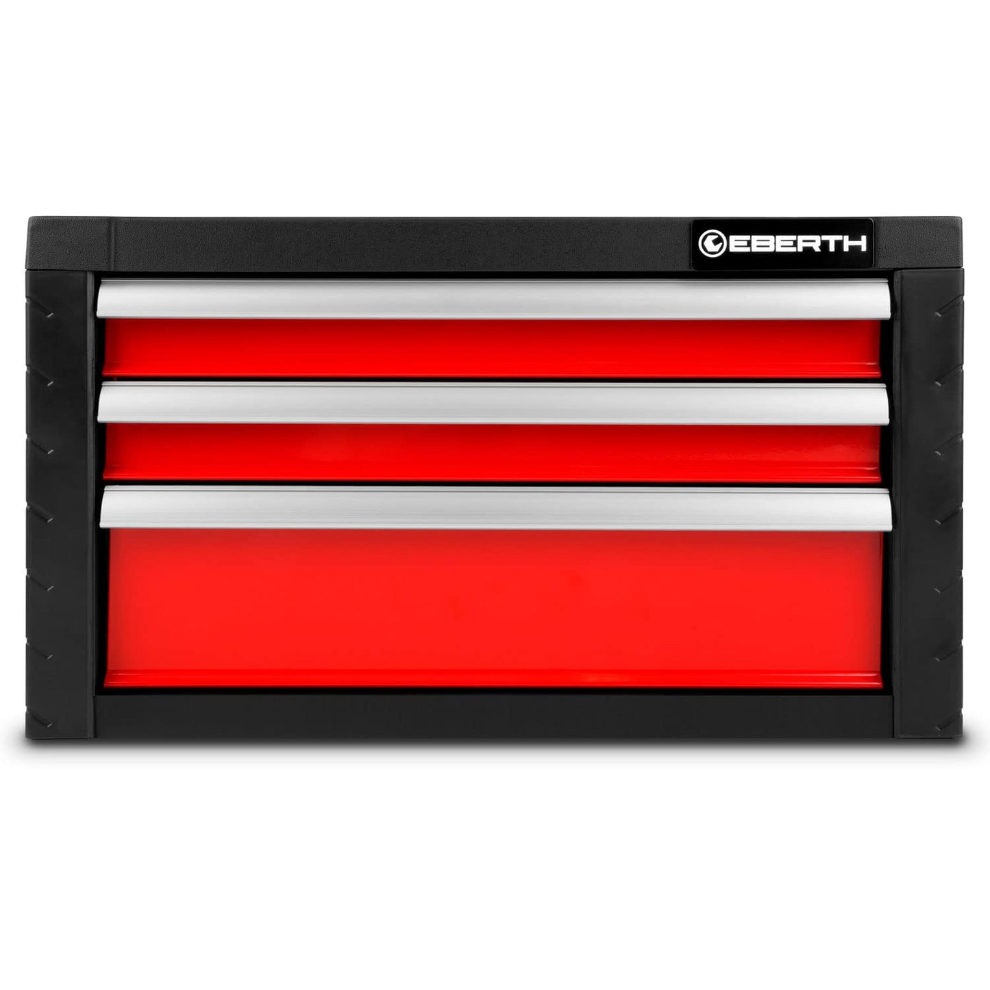 EBERTH Empty Tool Box, Metal Tool Cabinet with 3 drawers, ball-bearing telescopic rails, full extension, lockable tool box with 2 keys, red powder-coated tool chest.