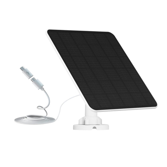 Solar panel for outdoor surveillance camera battery, 6W USB solar module compatible with DC 5V rechargeable battery security camera, camera solar module with adjustable wall mount.