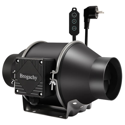 Brogachy 100mm duct fan 365m³/h, adjustable PWM exhaust fan 3000 RPM with three-phase EC motor, for heating, cooling, boosters, grow tents, hydroponics, home use, ventilation.