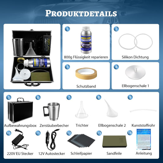 Qunbanty Headlight Restoration Kit, 800G Repair Liquid Headlight Fogging Set, Headlight Repair Kit, Headlight Polishing Set, Headlight Polishing Repair Tool for Yellowing/Foggy headlights.