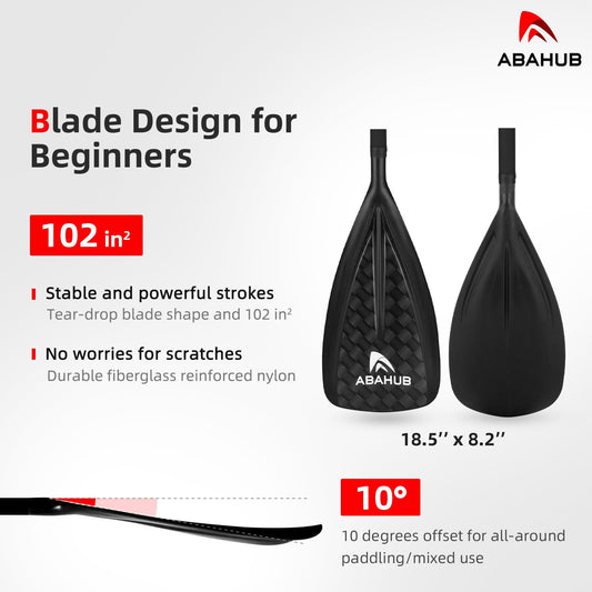 Abahub SUP Paddle 3-piece Stand Up Telescoping Paddle 173-213cm Aluminum with PU Coating for SUP Board Surfboard Boating Canoeing, Plastic-Nylon Blade 12k Carbon Pattern on the Blade