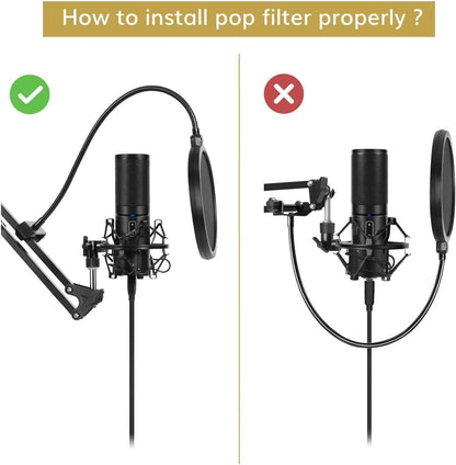 TONOR microphone arm with high compatibility, large microphone arm stand up to 47cm boom arm adjustable microphone arm with improved high-performance clamp, T30