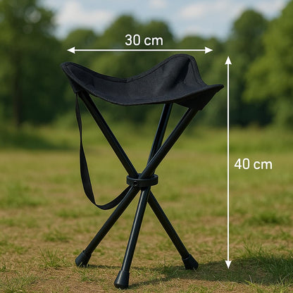 Three-legged stool, foldable 550g ultra-light camping stool, 3-leg folding stool, 40cm height, 30cm seat area, supports up to 100kg, portable festival seat for trade shows, festivals & outdoor hiking.