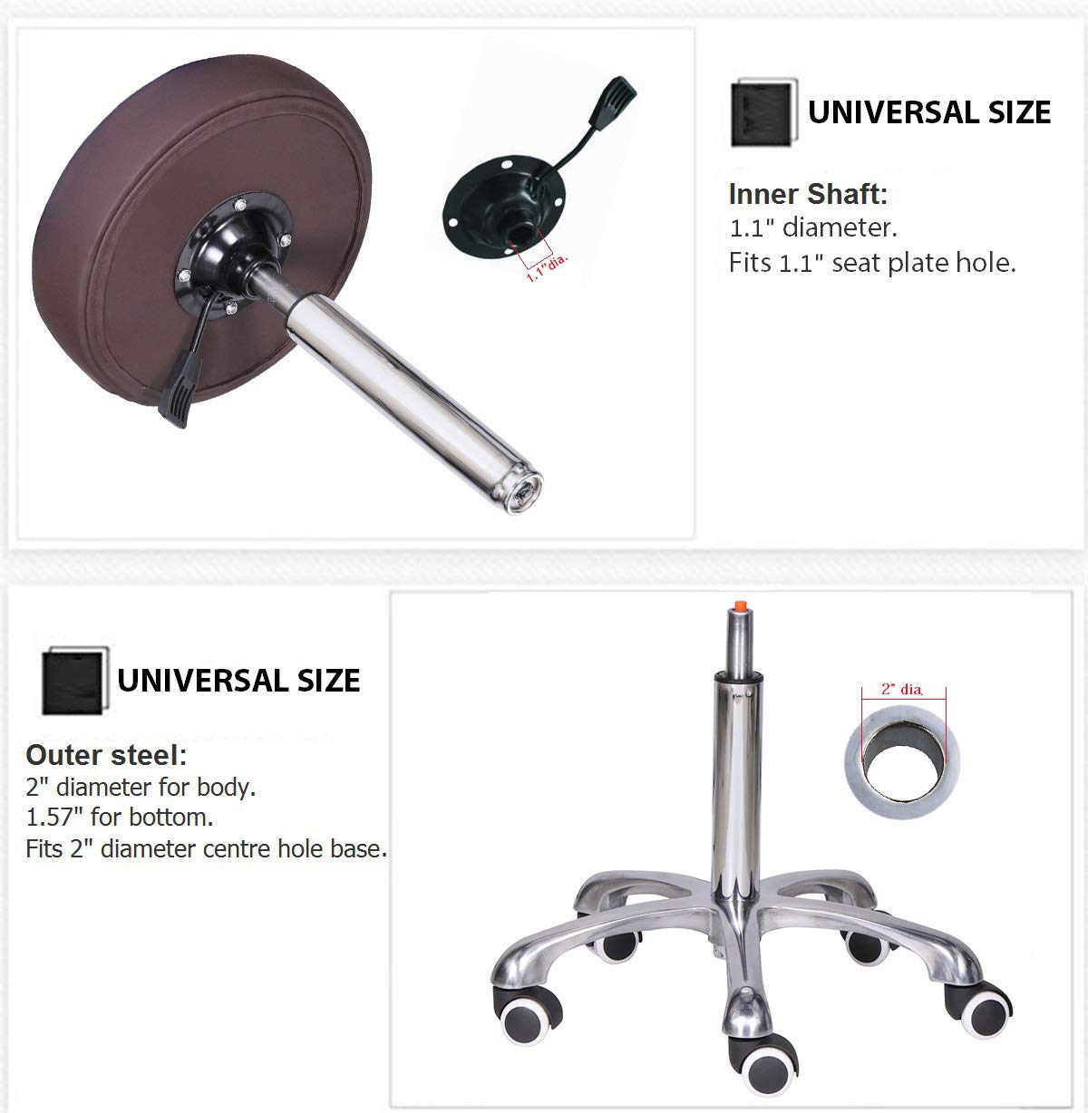 Kaleurrier gas lift, pneumatic chair parts, for chair or stool, lifting mechanism, durable steel housing, Chromcraft, universal size, height extension: 20 cm long.